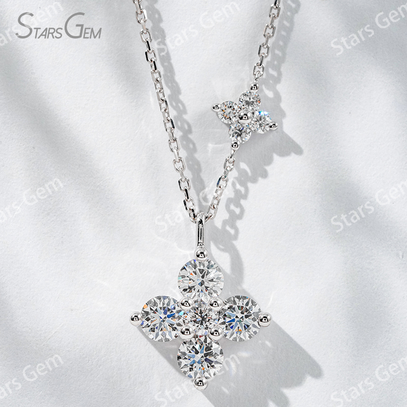 4.5mm Round Brilliant Cut Lab Grown Diamond 18K White Gold Diamond Pendant Necklace