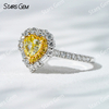 5.38×6.09mm Heart Cut Yellow Lab Grown Diamond 18K White Gold Halo Engagement Ring