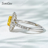 6.8×4.7mm Oval Cut Yellow Lab Grown Diamond 18K White Gold Halo Engagement Ring