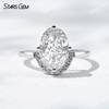 7.6×10.9mm Oval Cut Lab Grown Diamond With Side Diamond 18K White Gold Engagement Ring