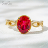 7×9mm Oval Cut Lab Gemstones With Winding Band 18K Gold Solitaire Engagement Ring