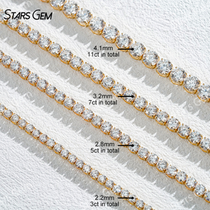 StarsGem 1.4-4.1mm Round Brilliant Cut Lab Grown Diamond 10K Gold Tennis Bracelets