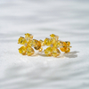 18K Yellow Gold Flower Shape Pear Cut Fancy VIVID Yellow Lab Grown Diamond Stud Earrings