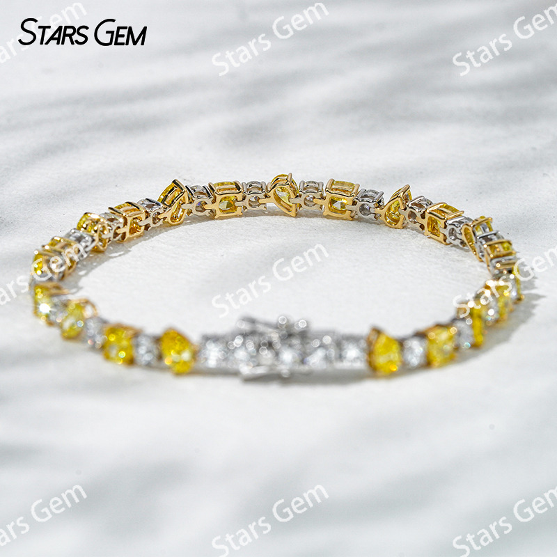 18K White Gold Fancy Shape Lab Grown Diamond Bracelet