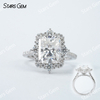 8×10mm Radiant Cut Moissanite S925 Sterling Silver Halo Engagement Ring