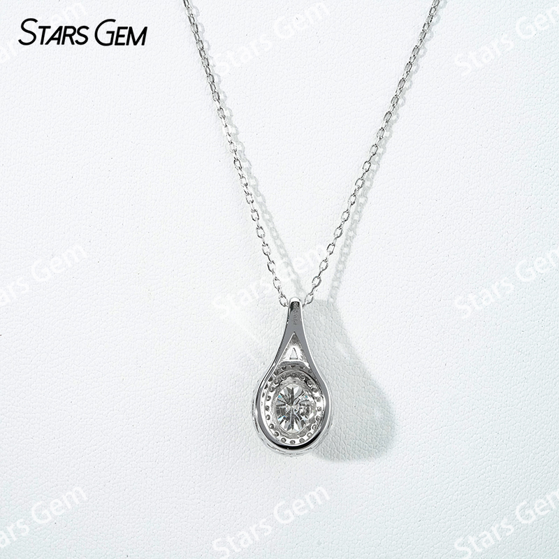 6×8mm Oval Cut Moissanite S925 Sterling Silver Diamond Pendant Necklace