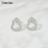 0.9mm Round Brilliant Cut Lab Grown Diamond Gourd Shape 18K White Gold Diamond Stud Earrings