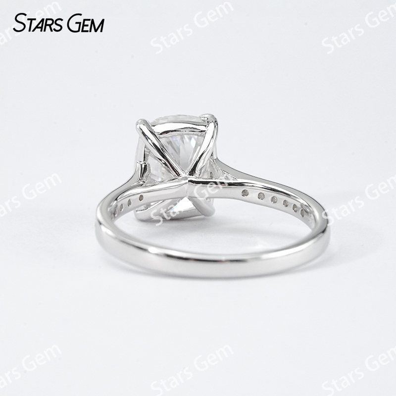 7×9mm Cushion Cut Moissanite S925 Sterling Silver Pave Engagement Ring