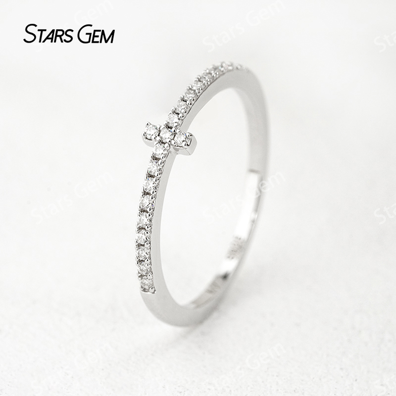 1.2mm Round Brilliant Cut Moissanite S925 Sterling Silver Diamond Eternity Ring