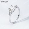 6.5×6.5mm Asscher Cut Moissanite S925 Sterling Silver Three Stone Engagement Ring