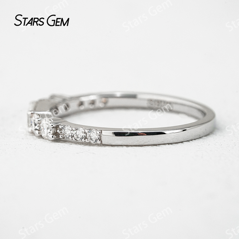 2.5×5mm Baguette Step Cut Moissanite S925 Sterling Silver Diamond Eternity Ring