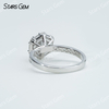 7.5mm Round Brilliant Cut Moissanite S925 Sterling Silver Hexagonal Shape Design Halo Engagement Ring