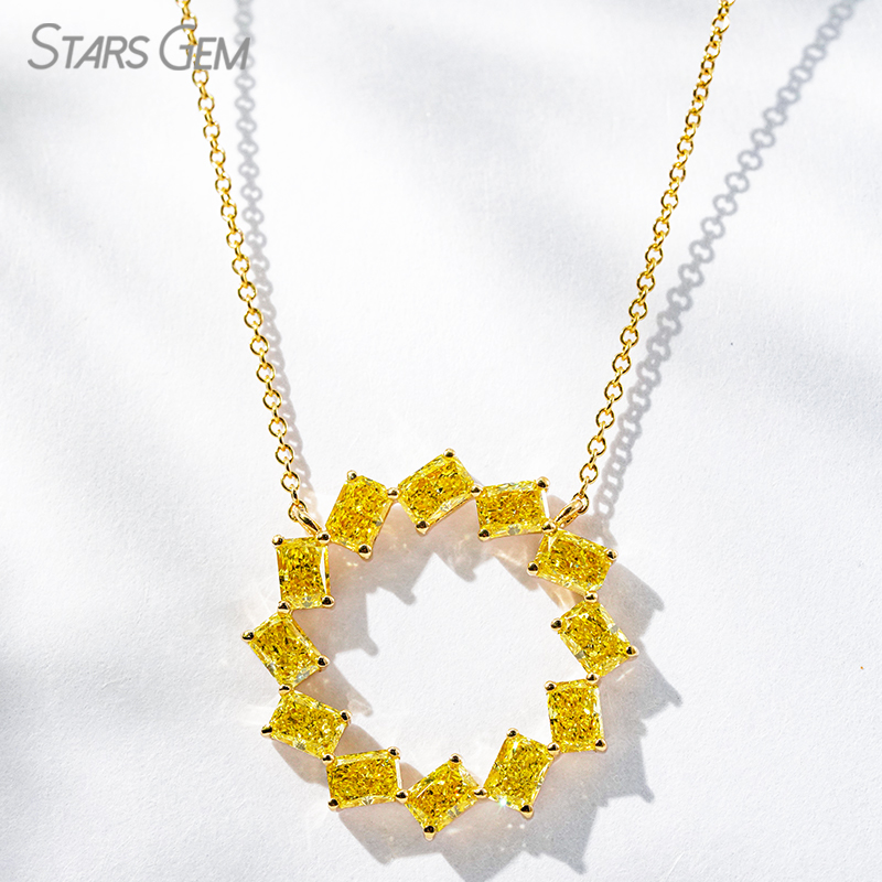 2.5×3.5mm Radiant Cut Yellow Lab Grown Diamond 18K Yellow Gold Diamond Pendant Necklace