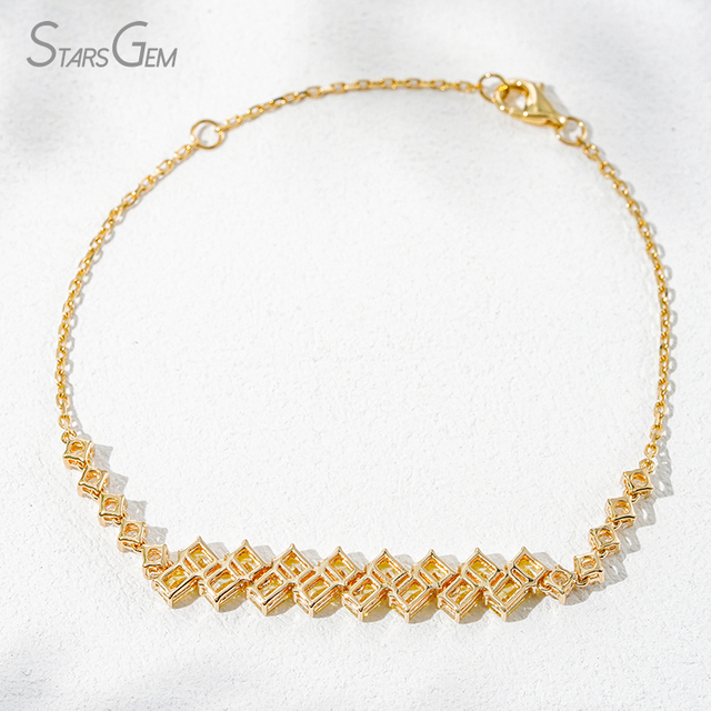 2.5×3.5mm Radiant Cut Yellow Lab Grown Diamond 18K Yellow Gold Diamond Bracelet