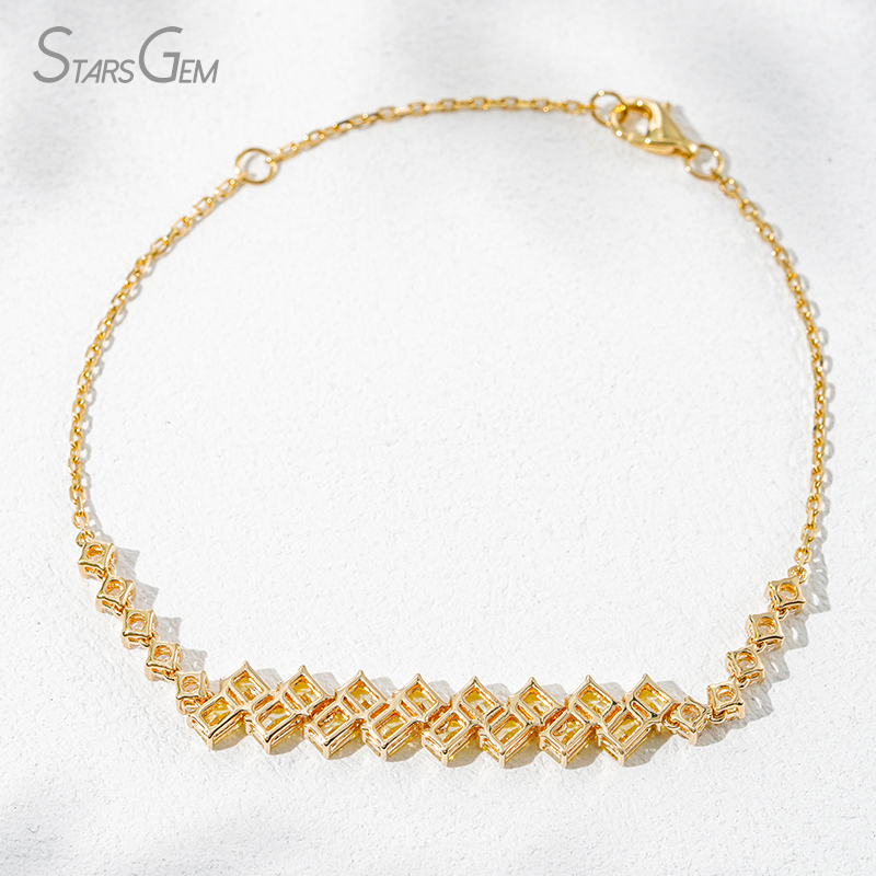 2.5×3.5mm Radiant Cut Yellow Lab Grown Diamond 18K Yellow Gold Diamond Bracelet