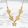 2.5×3.5mm Pear Cut Yellow Lab Grown Diamond 18K Yellow Gold Floral Design Diamond Necklace