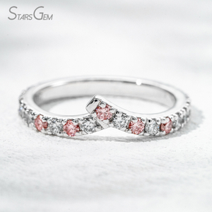 Custom Fancy Design Jewelry 1.8mm Round Brilliant Cut White Pink Lab Grown Diamond PT950 Diamond Eternity Ring