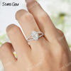 5×10mm Marquise Cut Moissanite S925 Sterling Silver Halo Engagement Ring