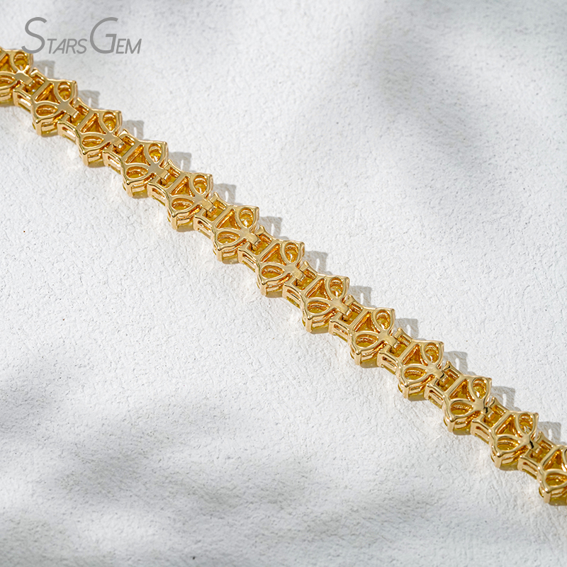 2.5×3.5mm Radiant Cut & Pear Cut Yellow Lab Grown Diamond 18K Yellow Gold Diamond Bracelet