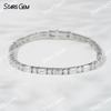 18K White Gold with 3×5mm Octagon Emerald Cut and 3.1mm Round Brilliant Cut Lab Diamond Bracelet Tennis Bracelet