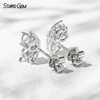 5×5mm Heart Cut & 3×5mm Pear Cut Lab Grown Diamond Butterfly Shape Design 18K White Gold Diamond Stud Earrings
