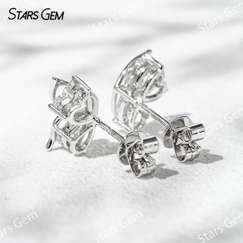5×5mm Heart Cut & 3×5mm Pear Cut Lab Grown Diamond Butterfly Shape Design 18K White Gold Diamond Stud Earrings