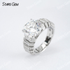 11mm Round Brilliant Cut Moissanite S925 Sterling Silver Pave Engagement Ring