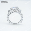 10mm Round Brilliant Cut Moissanite S925 Sterling Silver Pave Engagement Ring