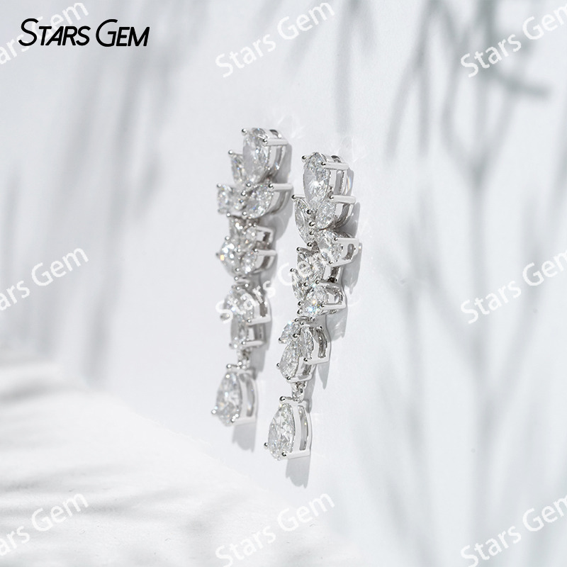 6.5×4.5mm Pear Cut Lab Grown Diamond Fancy Design 18K White Gold Diamond Earrings