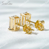6.6×4.7mm Octagon Emerald Cut Lab Grown Diamond 4 Prongs 18K Gold Diamond Stud Earrings