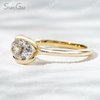 5.5×7.7mm Oval Cut Lab Grown Diamond 14K Yellow Gold Tension Set Solitaire Engagement Ring