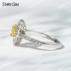 5.38×6.09mm Heart Cut Yellow Lab Grown Diamond 18K White Gold Halo Engagement Ring