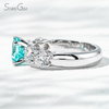 8mm Round Brilliant Cut Lab Grown Paraiba Sapphire With Side Moissanite 14K White Gold Engagement Ring