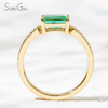 5×7mm Octagon Emerald Cut Lab Grown Emerald 18K Yellow Gold Solitaire Engagement Ring