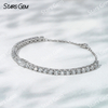 4×6mm Octagon Emerald Cut & 3.2mm Round Brilliant Cut Lab Grown Diamond 18K White Gold Diamond Bracelet
