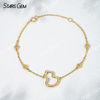 1.4mm & 2.8mm Round Brilliant Cut Lab Grown Diamond Gourd Shape 18K Gold Diamond Bracelet