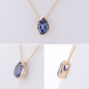 10K 14K Gold Pear Shape Colorful Lab Grown Sapphire Ruby Emerald Gemstone Pendant Necklace