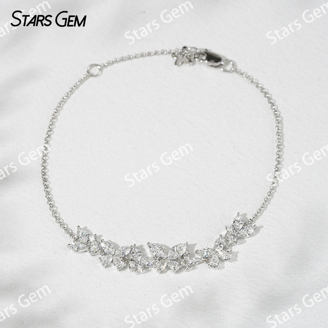 18K White Gold Bangles Butterfly Shape Lab Grown Diamond Bracelets