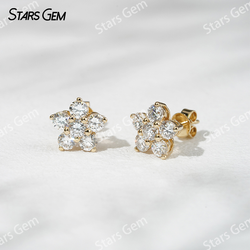 Starsgem 3.2mm Round Brilliant Cut Lab Grown Diamond 18K Gold Diamond Stud Earrings
