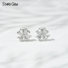 Starsgem 3×3mm Heart Cut Lab Grown Diamond Four Leaves Clover Shape 18K White Gold Diamond Stud Earrings
