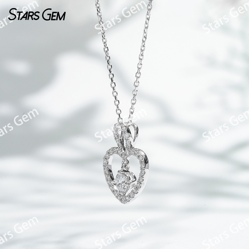 Lock with my Heart 18K White Gold Necklace DEF VS Lab Grown Diamond Pendant