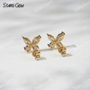 Starsgem 3×6mm Marquise Cut & 3×4mm Pear Cut Lab Grown Diamond Butterfly Shape 18K Gold Diamond Stud Earrings
