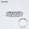 2×4mm Octagon Emerald Cut Moissanite & 2.5mm Round Brilliant Cut Moissanite S925 Sterling Silver Diamond Ring
