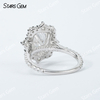 8×10mm Radiant Cut Moissanite S925 Sterling Silver Halo Engagement Ring