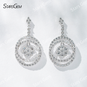 2.1mm Round Brilliant Cut Lab Grown Diamond Special Design 18K White Gold Diamond Earrings