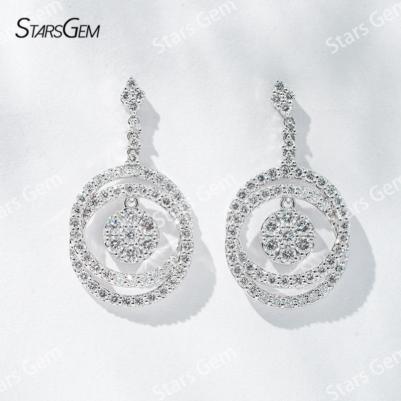 2.1mm Round Brilliant Cut Lab Grown Diamond Special Design 18K White Gold Diamond Earrings
