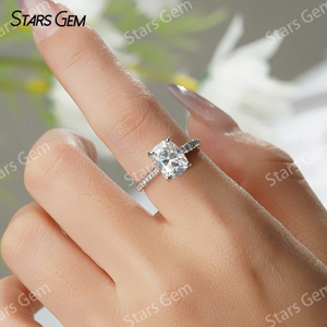7×9mm Cushion Cut Moissanite S925 Sterling Silver Pave Engagement Ring