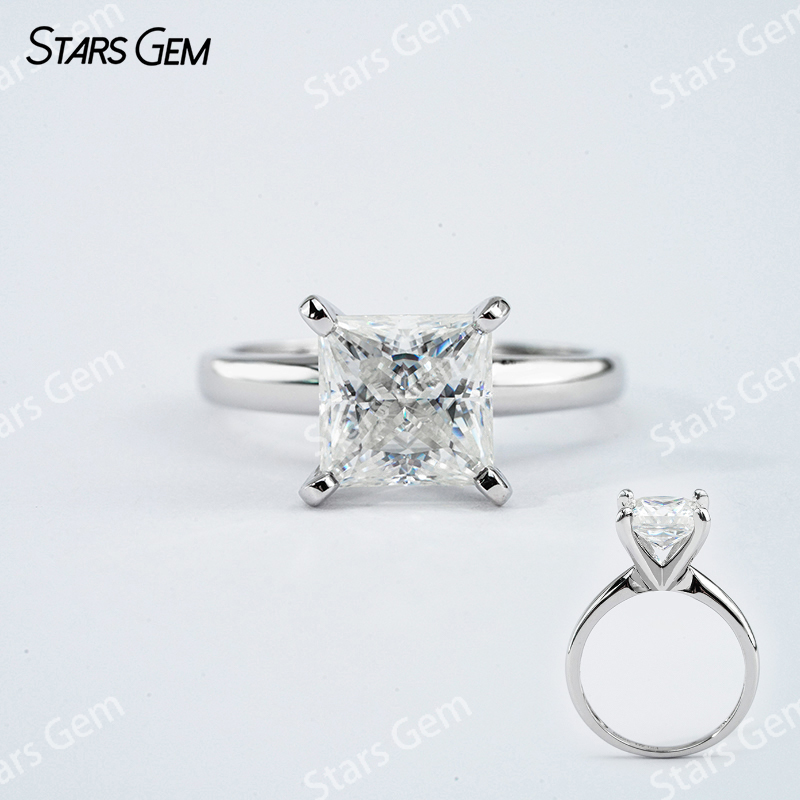 7×7mm Princess Cut Moissanite S925 Sterling Silver Solitaire Engagement Ring