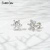4.1mm Round Brilliant Cut Lab Grown Diamond Snowflake Shape 18K Gold Diamond Stud Earrings