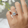 8×10mm Octagon Emerald Cut & Radiant Cut Moissanite S925 Sterling Silver Pave Engagement Ring